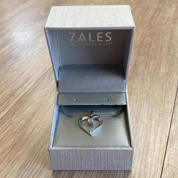 Zales Diamond Accent Heart Pendant Necklace in Sterling Silver - Picture 4 of 5